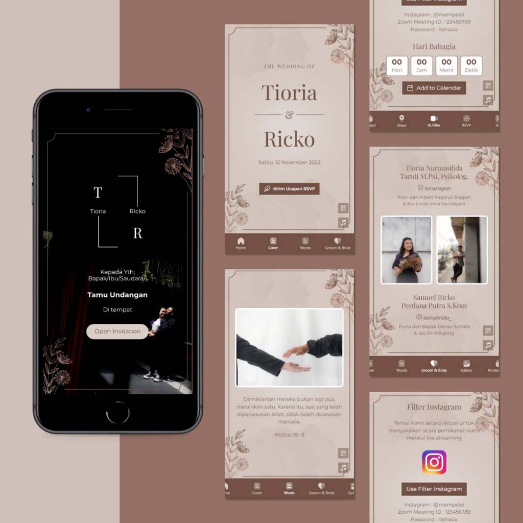 Undangan Digital Website Pernikahan & Khitanan Premium Tema Simple brown