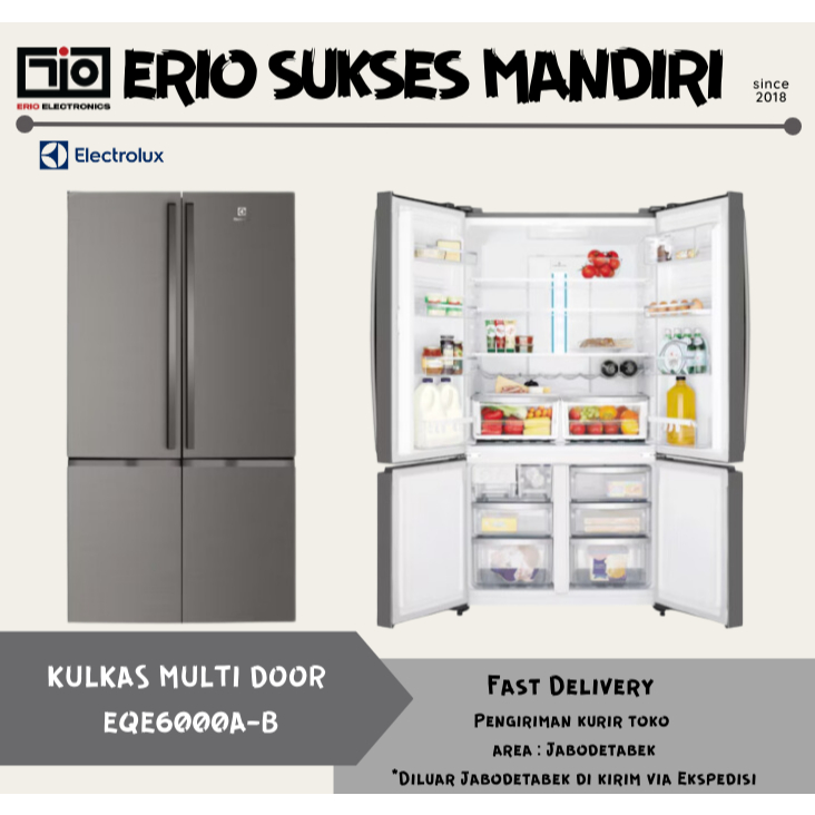 ELECTROLUX EQE6000A-B / EQE 6000 A-B Kulkas Multi Door 541 L
