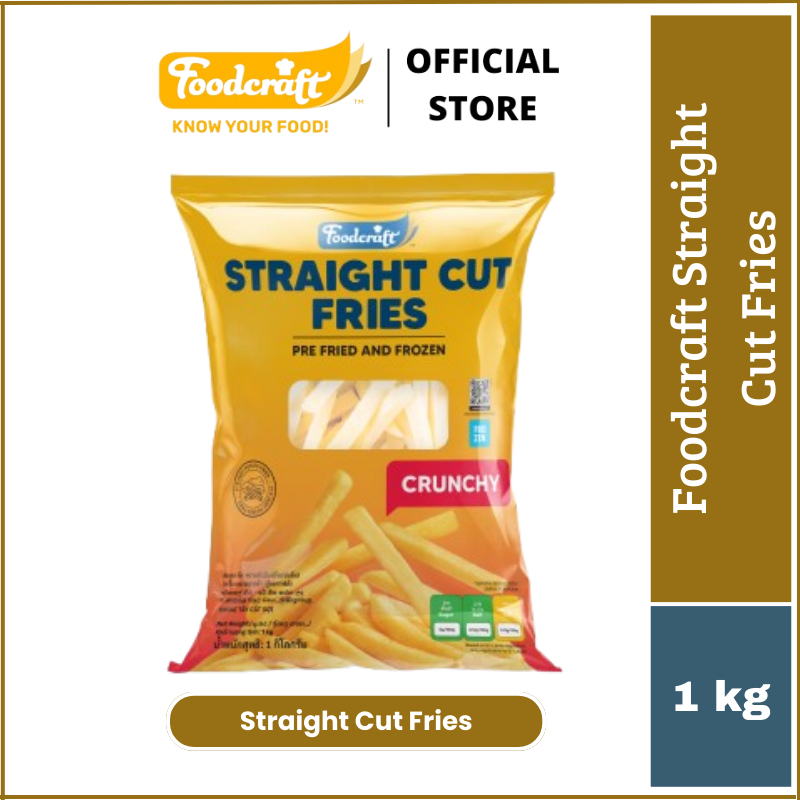 

Foodcraft French Fries Straight Cut Fries Classic Pre Fried and Frozen Kentang Goreng Kriuk 1kg