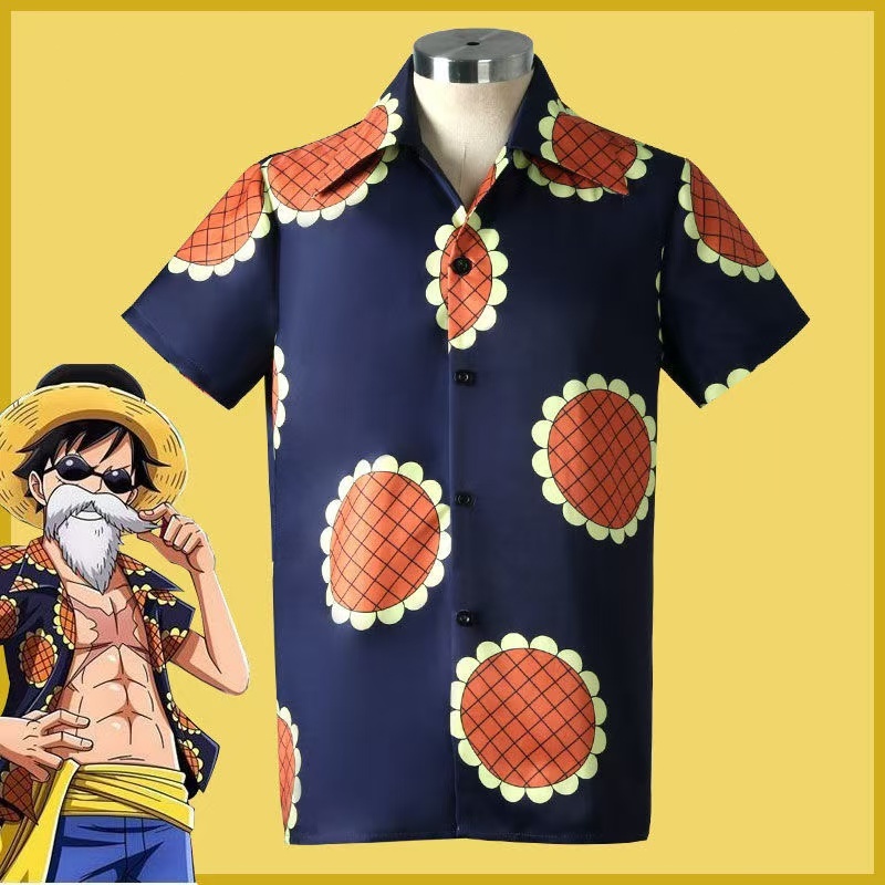 One Piece cosplay costume, Luffy sunflower short sleeved casual top, shirt, cosplay costume jacket