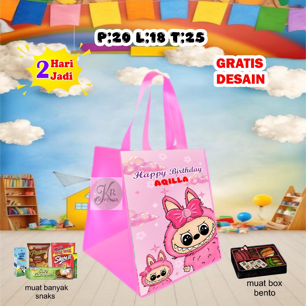 

Tas Ulang Tahun Potrait Bento/Tas Ulang Tahun/Tas Ulang Tahun Muat Box Bento/Tas Ulang Tahun Anak/Goodie Bag Potrait/goodie bag custom/tas custom nama/tas custom