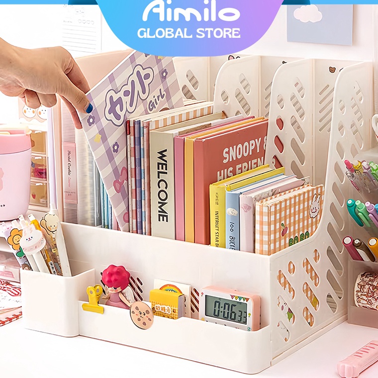 

KODE X54N Aimilo Rak Buku Desktop Organizer File Dengan Tempat Pena Tempat Buku Tempat Penyimpanan