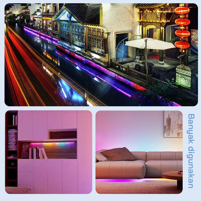 Strip Lampu LED Selang Bulat RGB 220V, Colok dan Lampu LED Strip Lampu Hias Kafe