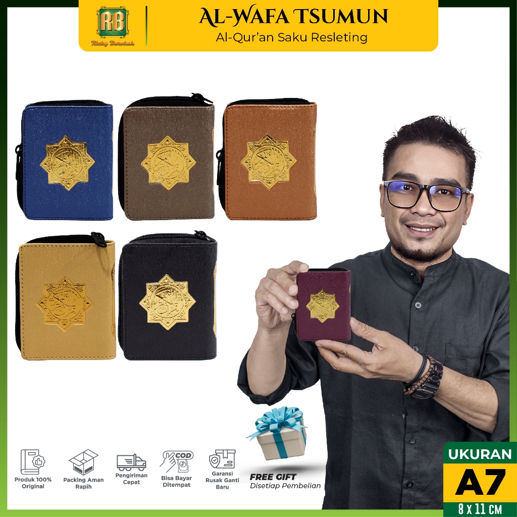 Mushaf Alquran Saku 7x10cm Tilawah Al-Wafa Tsumun A7 Resleting Kecil Non Terjemah Al Quran Tanpa Ter