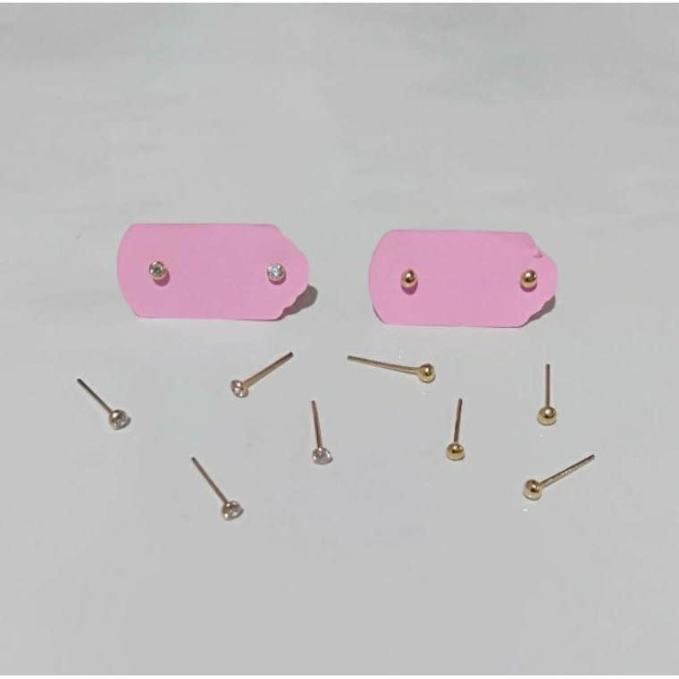KODE K14R Anting Tindik Hidung Mata  Polos Emas Muda 6K