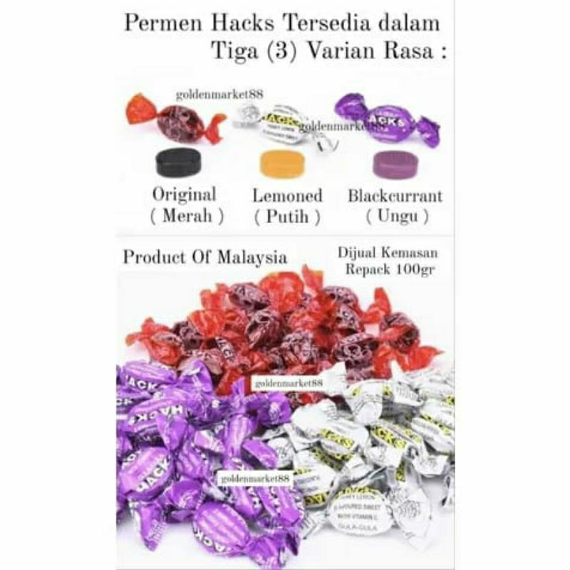 

Permen Hacks Original, Blackcurrent, Honey And Lemon Asli , Murah