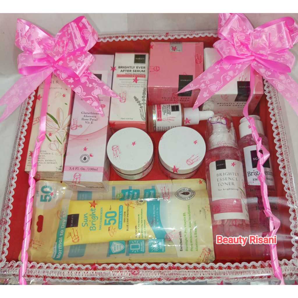 SCARLETT BRIGHTENING SERIES PAKET SKINCARE DAN PERAWATAN WAJAH HANTARAN NIKAH/BINGKISAN/SESERAHAN NI