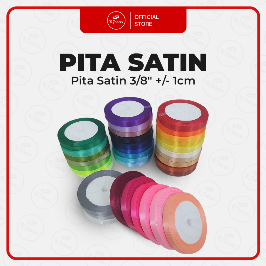 

Pita Satin 3/8" +/- 1cm Saten 3/8 Inch Kain Polos Souvenir Garmen Parcel Hampers per ROLL