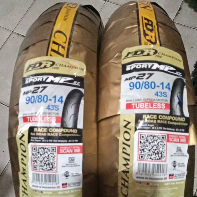 ban FDR mp27 ring 14 sepasang depan dan belakang ukuran 90-80/14 soft compound