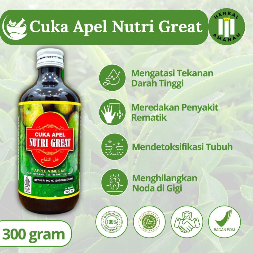 

Cuka Apel NUTRI GREAT Original 300ml - Multi khasiat - Cuka ASLI