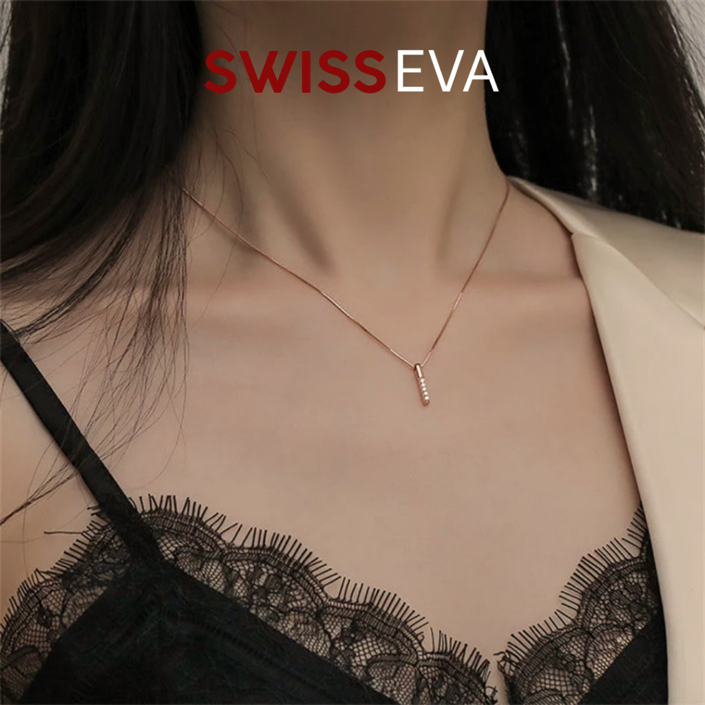 SWISSEVA  Jewellery Kalung Wanita Kalung Minimalis Elegan Wanita Tidak Mudah Berkarat Titanium Zirko