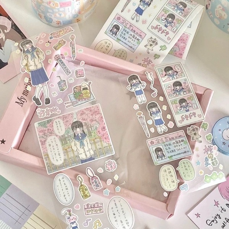 

sticker roll ecer sft tissue school girl uniform japan vibes dekorasi journal readystock B1807