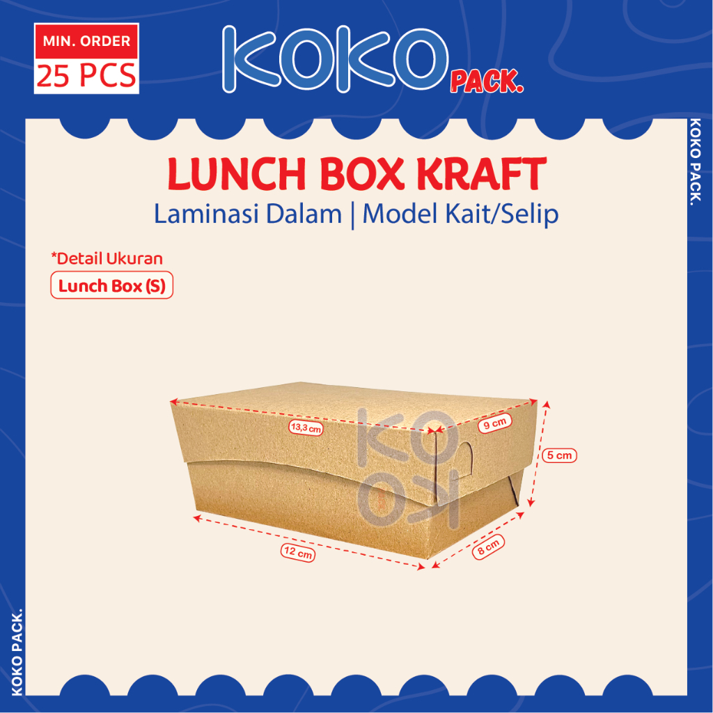 

Paper Lunch Box Kraft Laminasi Dalam Model Selip uk. S | Kemasan Makanan / Box Packaging / Kotak Catering / Dus Take Away Small Kecil