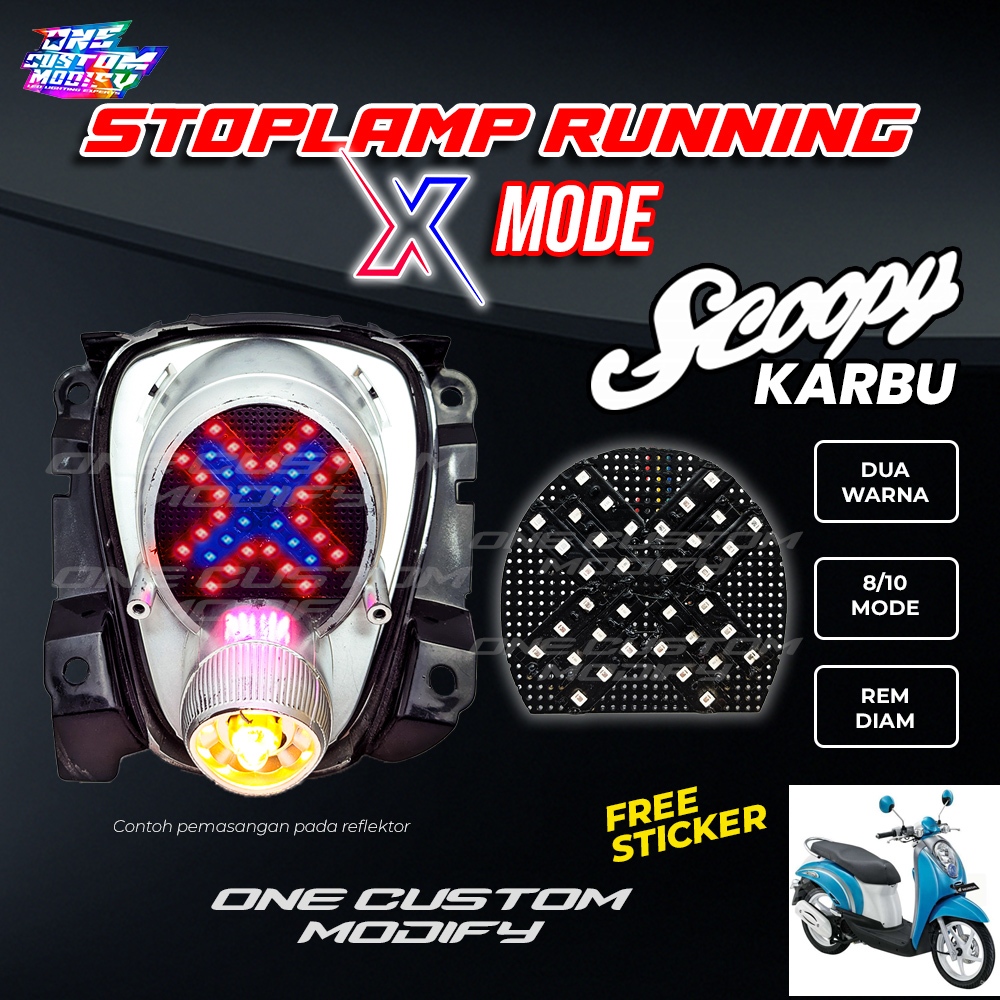 Stoplamp Running X Mode  Scoopy Karbu Lampu Rem LED Motor Variasi One Custom Modify