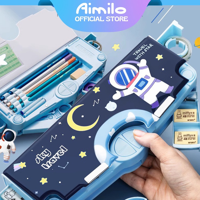 

KODE T8H READY Aimilo Tempat Pensil Multifungsi Kotak Pensil Anak Lengkap Peruncing Gunting Isolasi Penghapus Penggaris Alat Tulis Sekolah