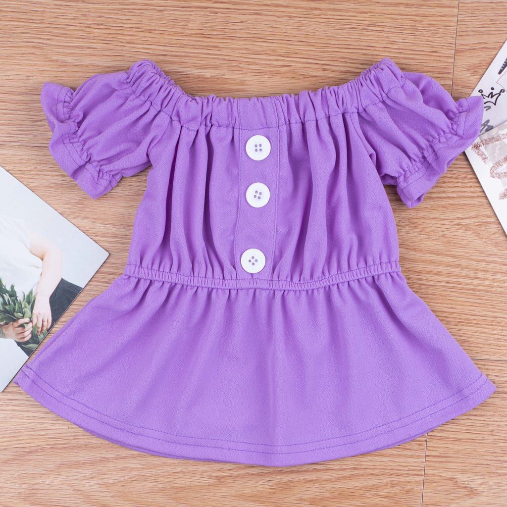 JAYA_CO Baju Sabrina Kerut Anak Perempuan