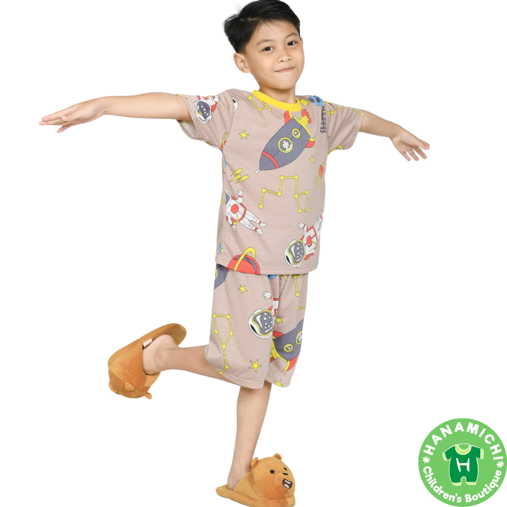 Hanamichi NASA.ST Setelan Baju Tidur Anak Laki-Laki Lengan Pendek