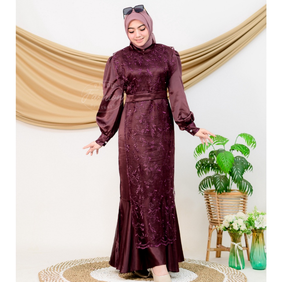 Andin dress kombinasi tille dress kondangan dress bridesmaid andin dress bahan satin velvet
