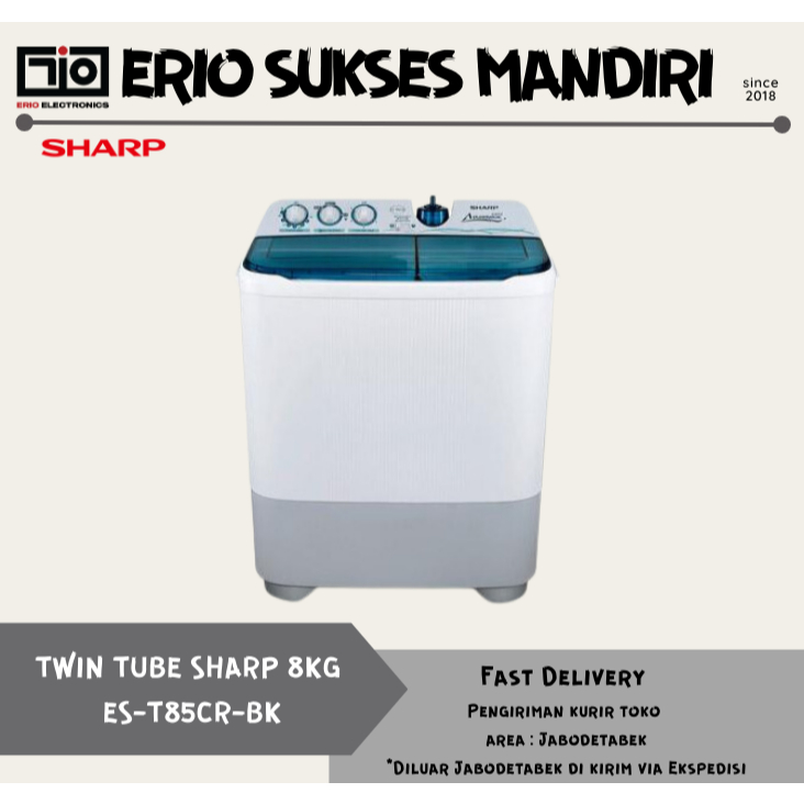 SHARP ES-T85CR-BK Mesin Cuci Twin Tub 8 Kg