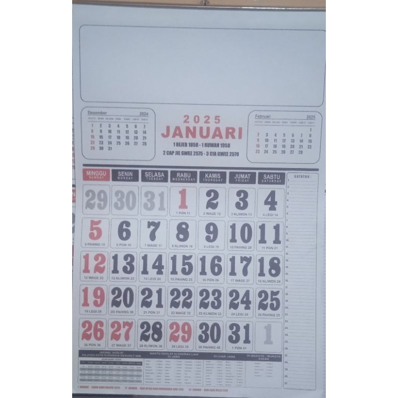 

KALENDER TAHUN 2025 LENGKAP UK.32 x 48Cm