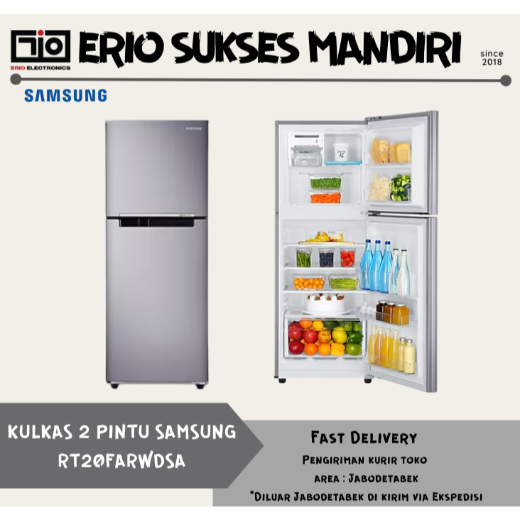 SAMSUNG RT20FARWDSA / RT20 Kulkas 2 Pintu w/ Coolpack 216L – RT20FARWDSA