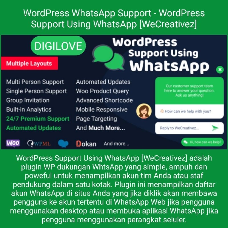 WordPress WhatsApp Support - WordPress Support Using WhatsApp [WeCreativez]