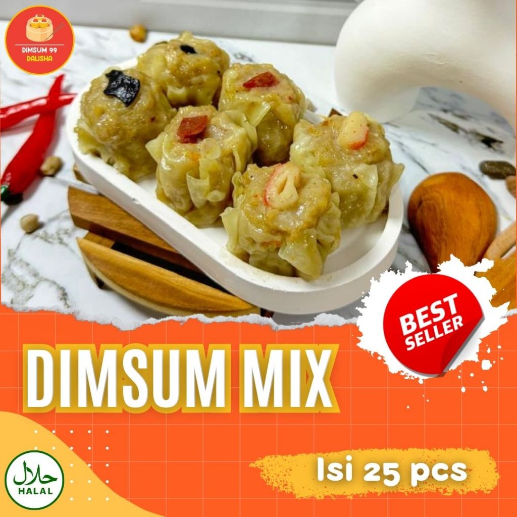 

Dimsum Premium Mix Isi 25 pcs Free Saus Merah dan Lada Hitam