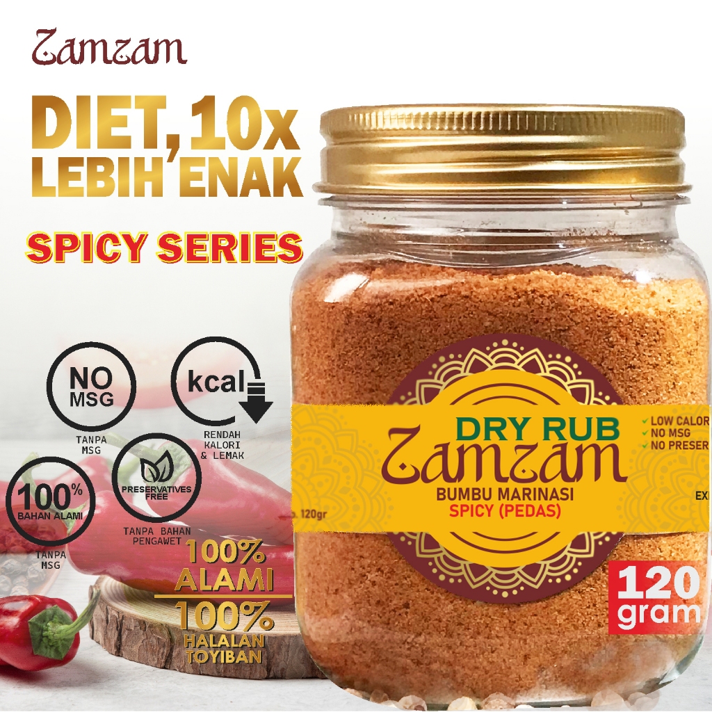 

Spicy Series Dry Rub Zam Zam Bumbu Marinasi Serba Guna, Spicy Dry Rub, Rendah Kalori Rendah