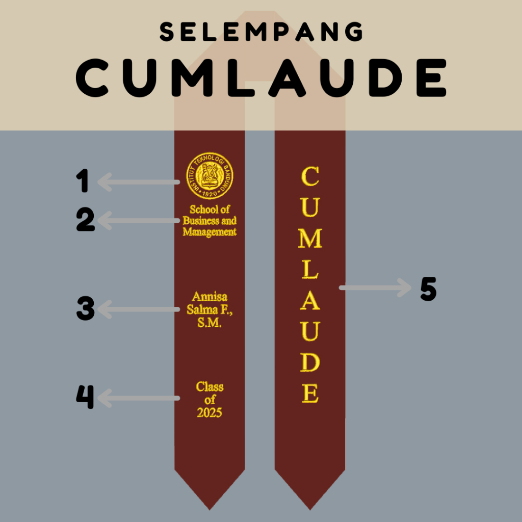 SELEMPANG CUMLAUDE WISUDA 2 LAPIS BAHAN BLUDRU BORDIR KOMPUTER