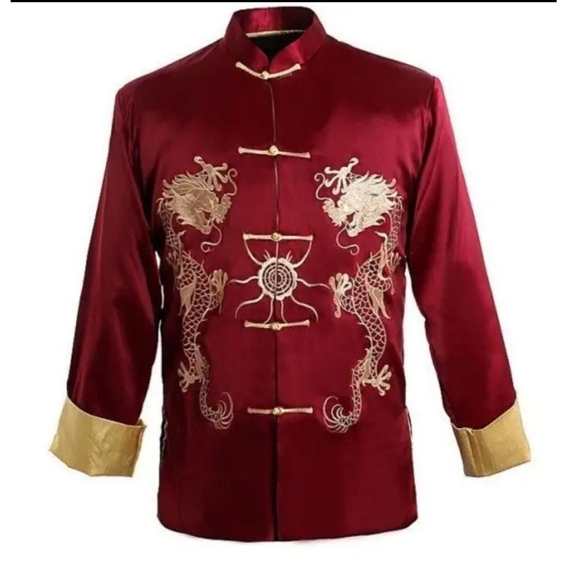 CNY SALE Atasan Cheongsam Pria Tang Suit Furing Bordir