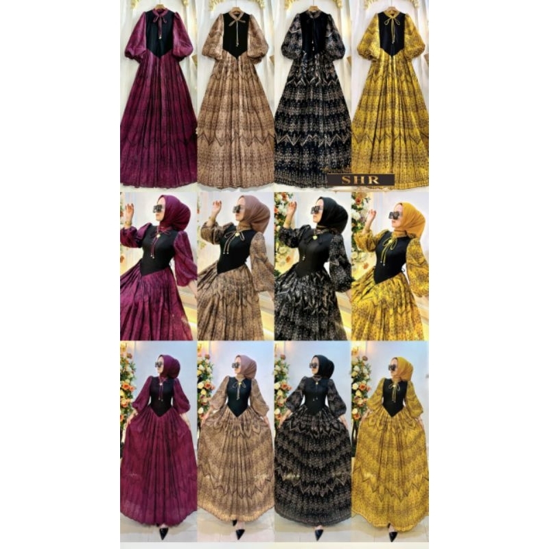 Gamis langsing katun mix rajut premium by SHR