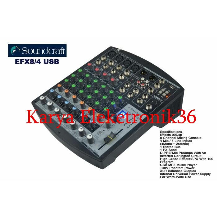 Mixer Soundcraft EFX 8/4 EFX8/4 USB EFX 8 - 4 USB (8 Channel)