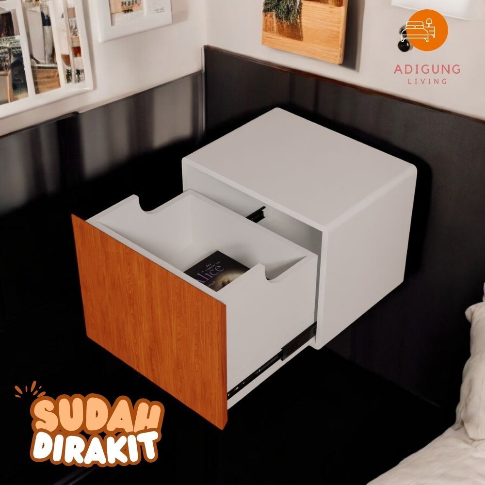 Night Stand Bedside Laci Dinding Hidden Storage Minimalis - Nakas Dengan Laci Tersembunyi