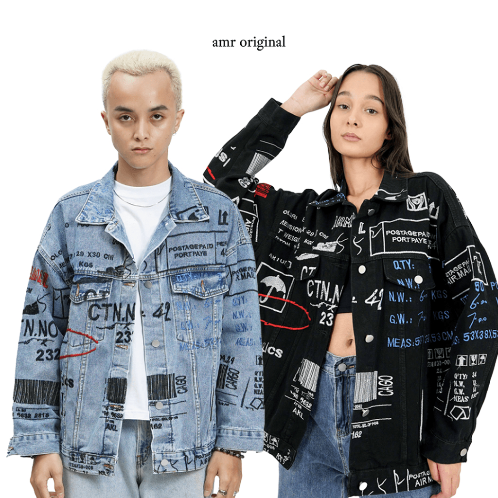 AMR ORIGINAL -  BARCODE 5201 COLLECTION  - JACKET JEANS OVERSIZE  TOXIC