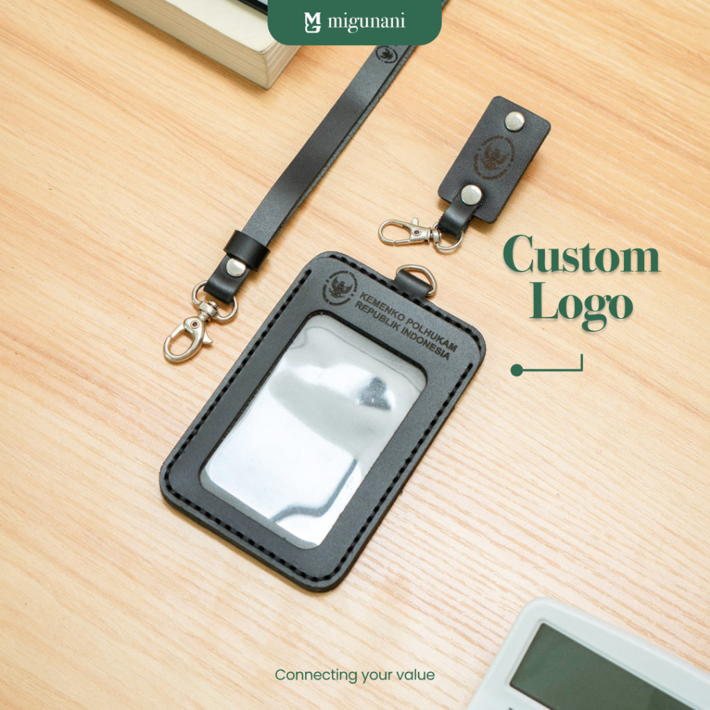 

Id Card Asoka Custom / Gantungan Id Card Kulit / Custom Logo Nama / Souvenir Kantor