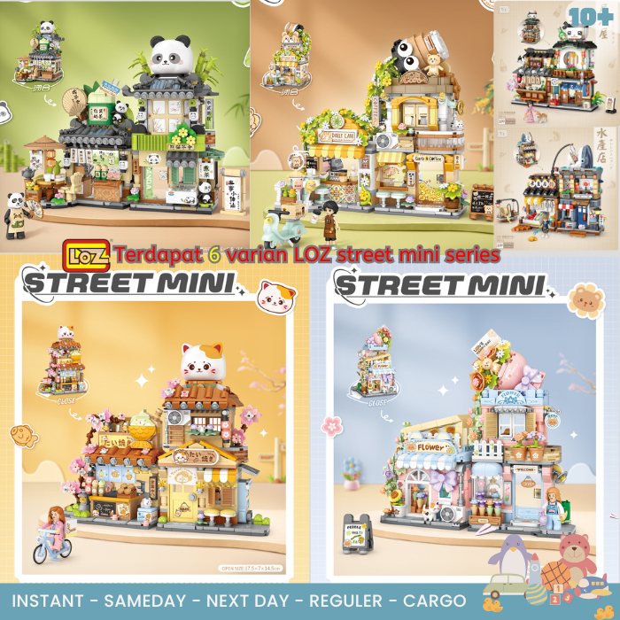 Xansbaraka - LOZTOYS Puzzle Block Bricks Mini Series 1383 Panda Tea & 1382 Bear Coffee Shop Mainan