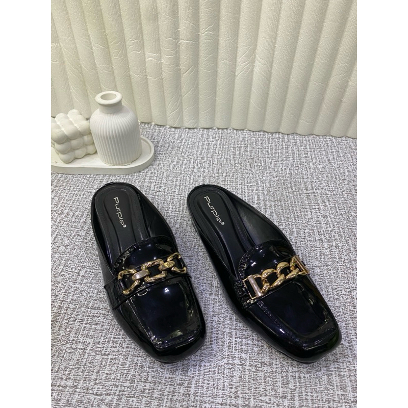 sendal sepatu purple glossy cantik kekinian