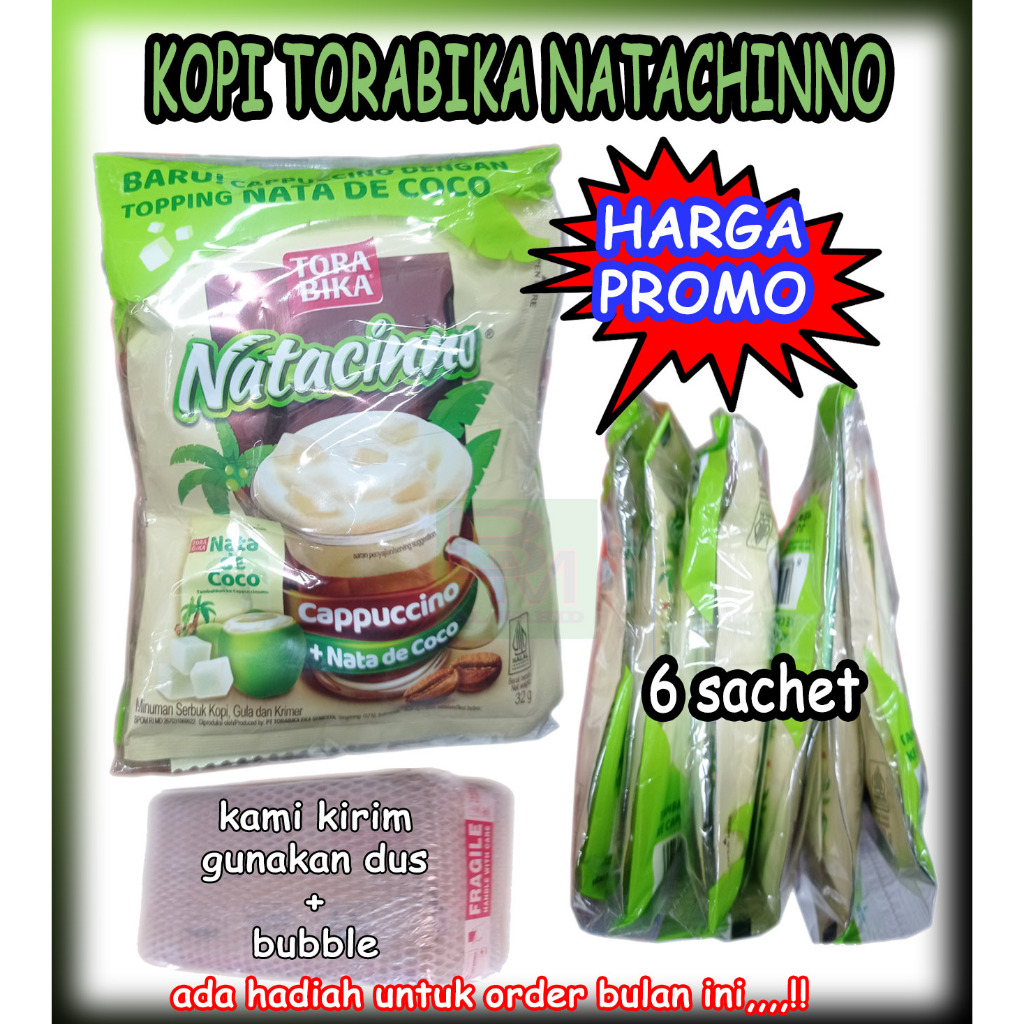 

Kopi Torabika tora bika Natacinno Natacino Satu Renceng Isi 6 Sachet