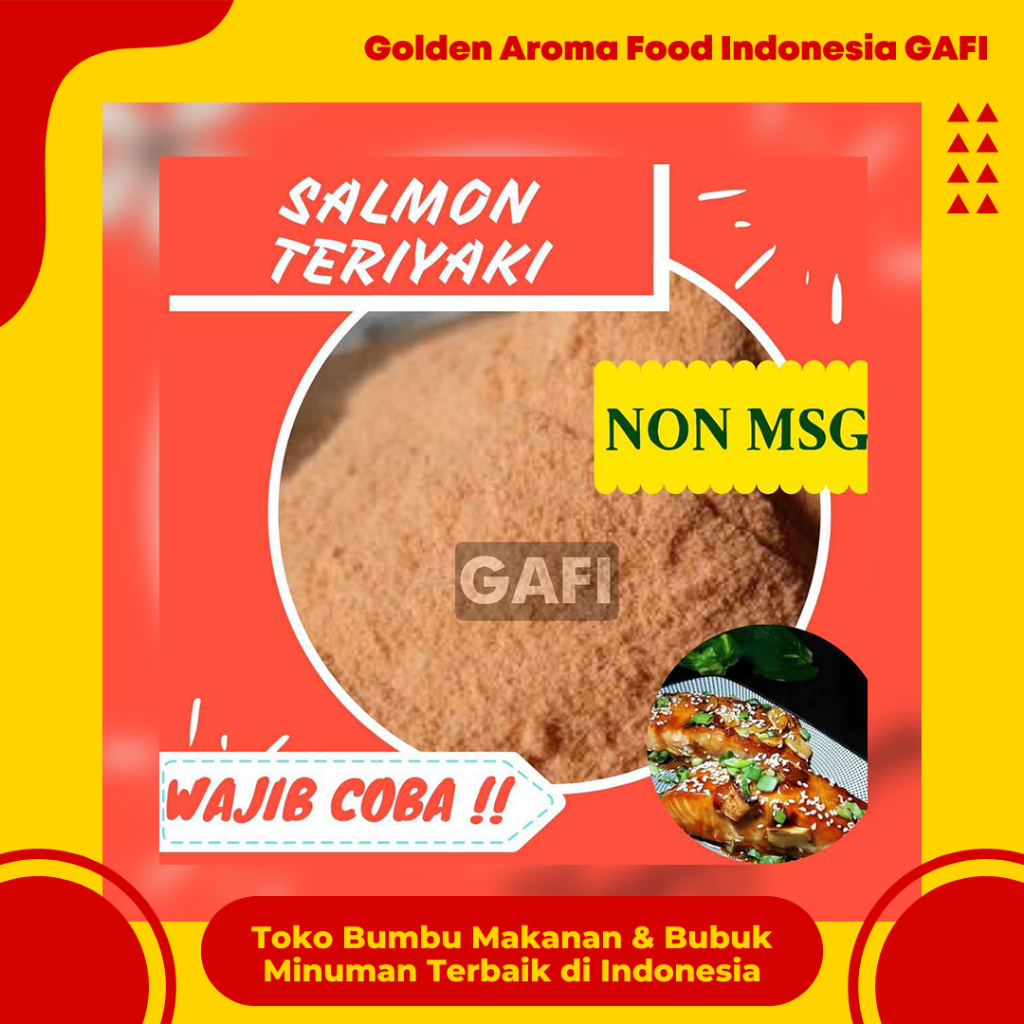 

GAFI Food Bumbu Tabur Rasa Salmon Teriyaki NON MSG 1 Kg Enak Murah Lezat Gurih Halal, Salmon Teriyaki NON MSG Seasoning Powder 1Kg