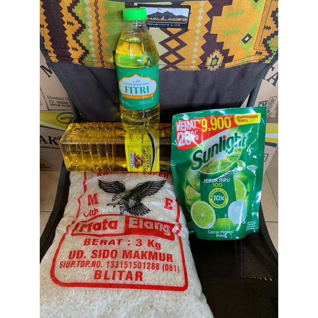 

Paket Murah Sembako 1 (Sabun-Beras 3Kg-Minyak Goreng 1L- Minyak Goreng 400ml)