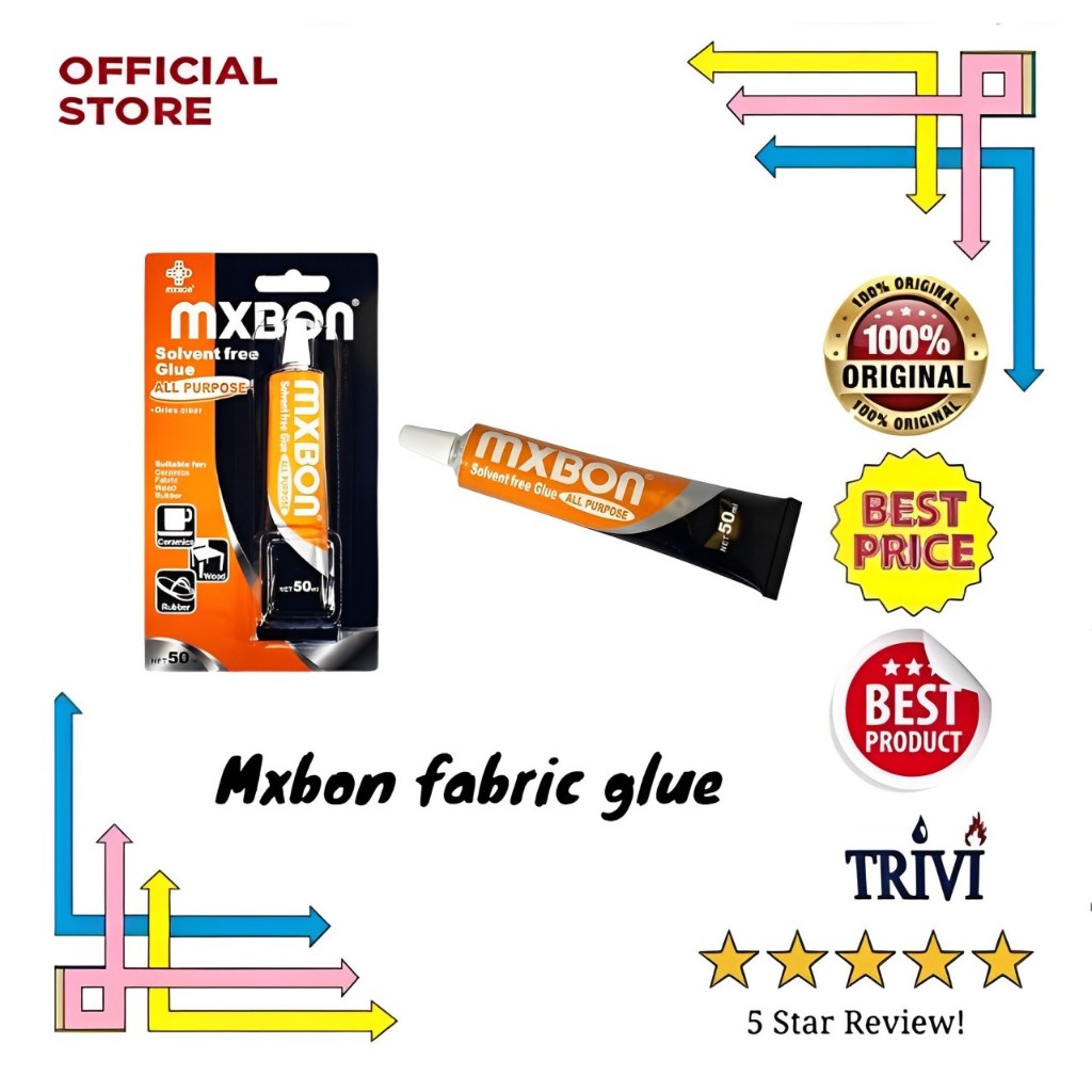

Mxbon fabric glue solvent free, Lem kain 20Ml transparan.