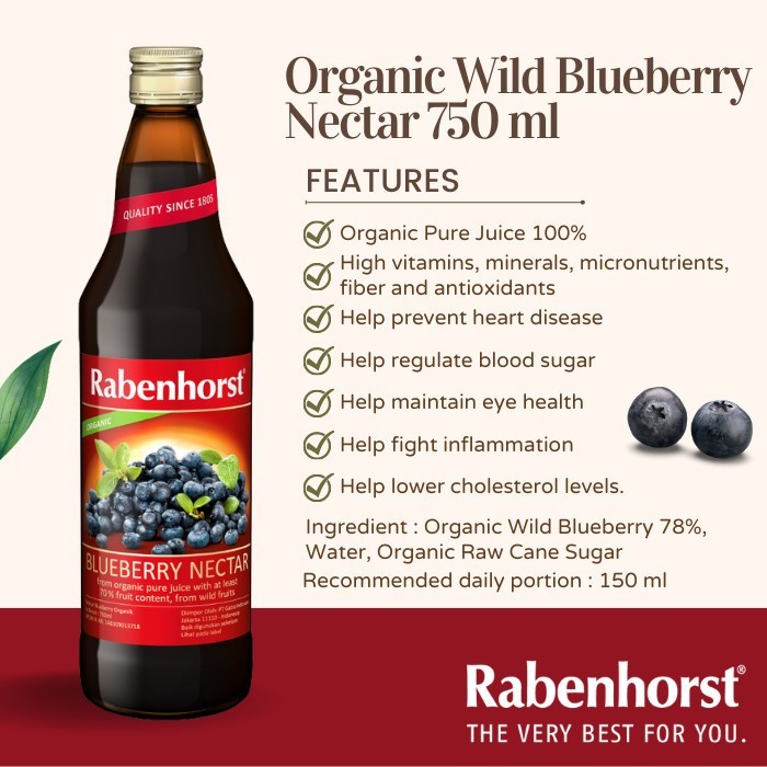 

Rabenhorst Organic Wild Blueberry Nectar Juice 750ml