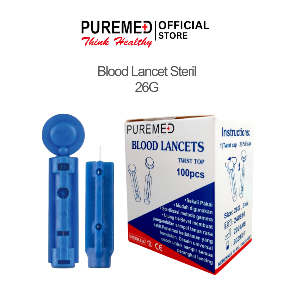 Puremed Blood Lancet 26G / Lancet 100pcs