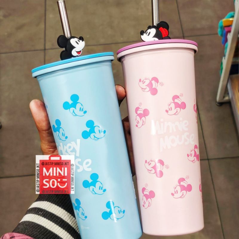 MINISO 🆕 Botol Minum Tumbler Stainless + Sedotan DISNEY Collection (800ml) MICKEY / MINNIE MOUSE