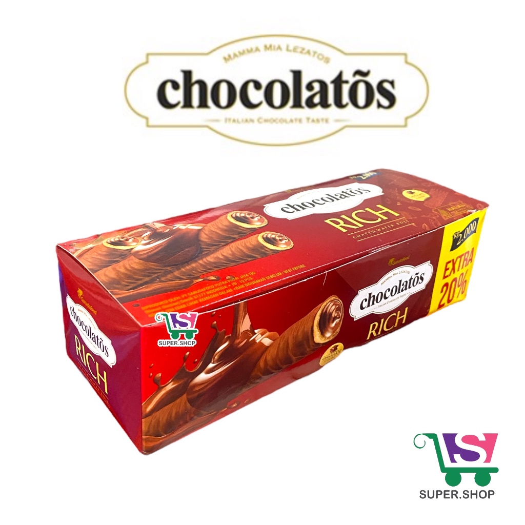 

Chocolatos Rich Coated Wafer Roll Cokelat (isi 12 pcs)