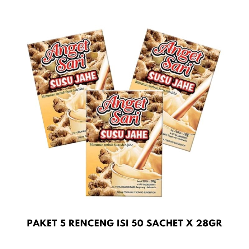 

Anget Sari Susu Jahe Paket 5 Renceng Isi 50 Sachet x 28gr