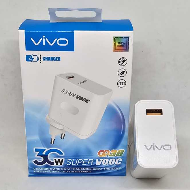 KEPALA CHARGER VIVO 30W 1USB SUPER VOOC FAST CHARGING MODEL QP-38