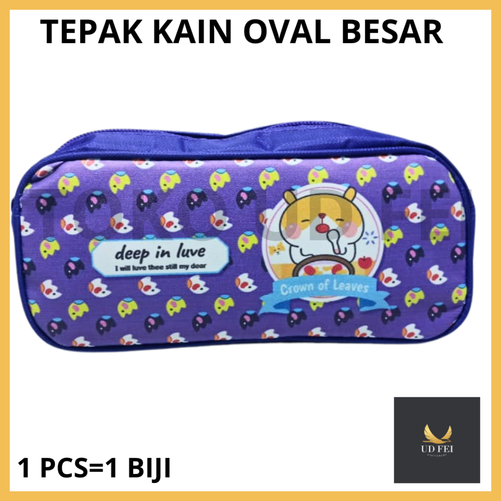 

(1 PCS=1 BIJI (KODE : DEEP IN LUVE) TEPAK OVAL BESAR/ TEPAK KAIN OVAL/ TEPAK KAIN BESAR/ TEMPAT PENSIL KAIN