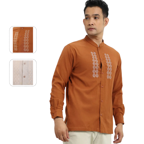 Elzatta Koko Sarimbit bordir Granada Teracotta - Fashion Muslim Koko Muslim Pria Dewasa