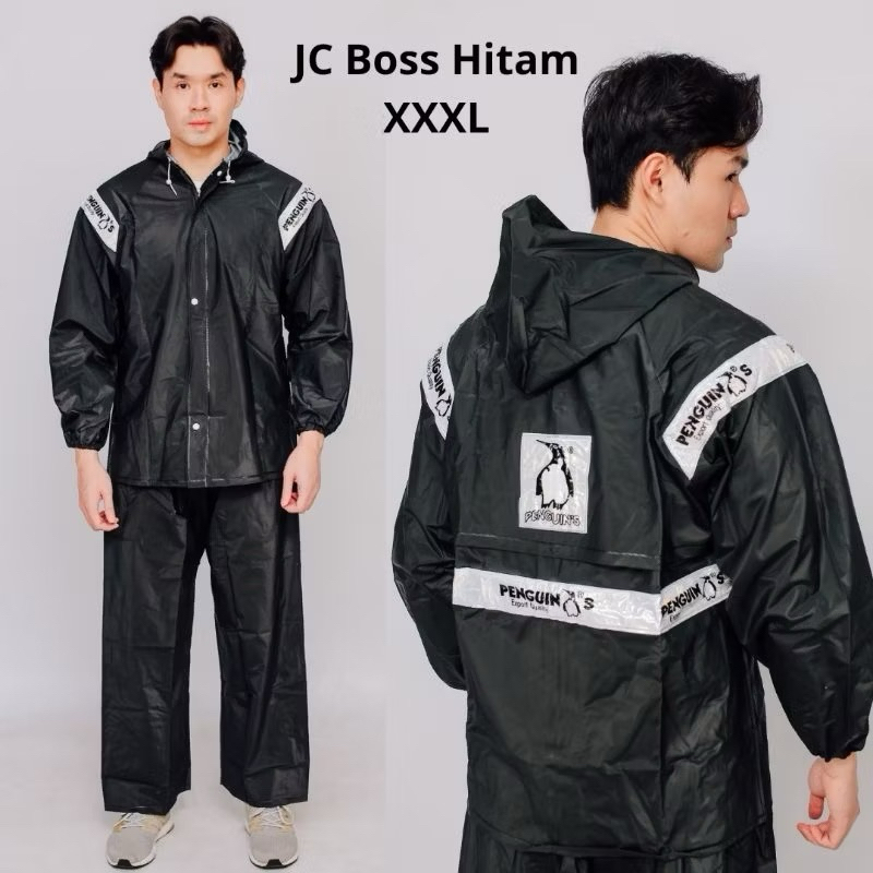 MANTEL JAS HUJAN P333 XXXL JUMBO JAKET CELANA PENGUIN'S HITAM